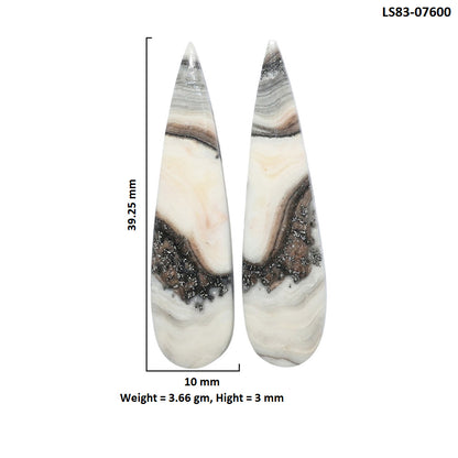 Prairie Agate Pair 10x39.25x3 mm Pear Shape Polished Gemstone LS83-07600