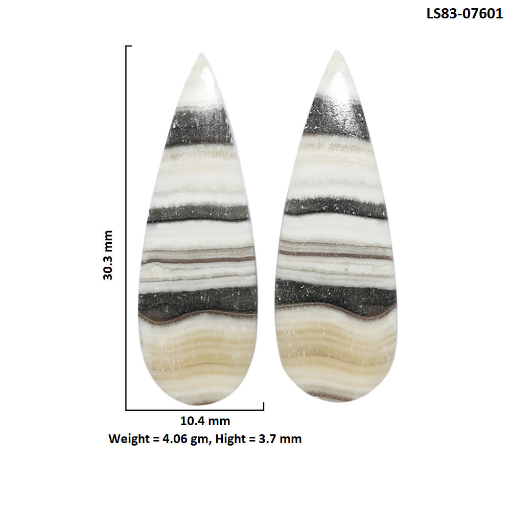 Prairie Agate Pair 10.4x30.3x3.7 mm Pear Shape Polished Gemstone LS83-07601