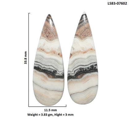 Prairie Agate Pair 11.5x33.8x3 mm Pear Shape Polished Gemstone LS83-07602
