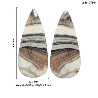 Prairie Agate Pair 12.7x28.7x3 mm Pear Shape Polished Gemstone LS83-07604