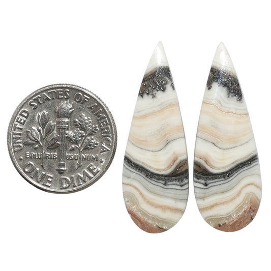 Prairie Agate Pair 10.8x30.9x3 mm Pear Shape Polished Gemstone LS83-07605