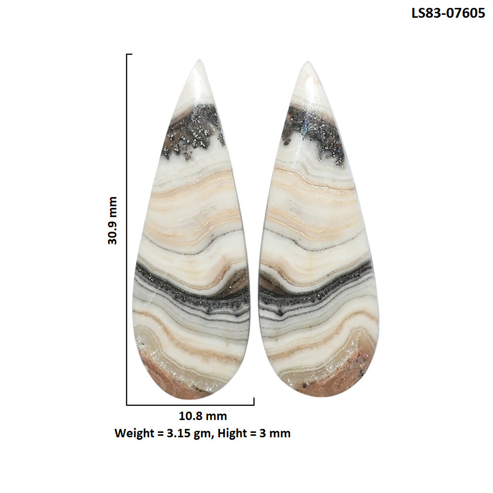 Prairie Agate Pair 10.8x30.9x3 mm Pear Shape Polished Gemstone LS83-07605