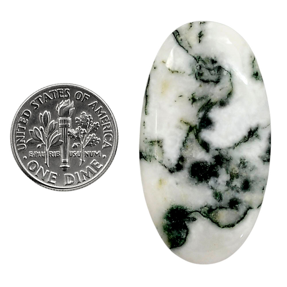 Tree Weed Moss Agate 21.8x40x5 mm Oval Shape Polished Gemstone LS84-05102