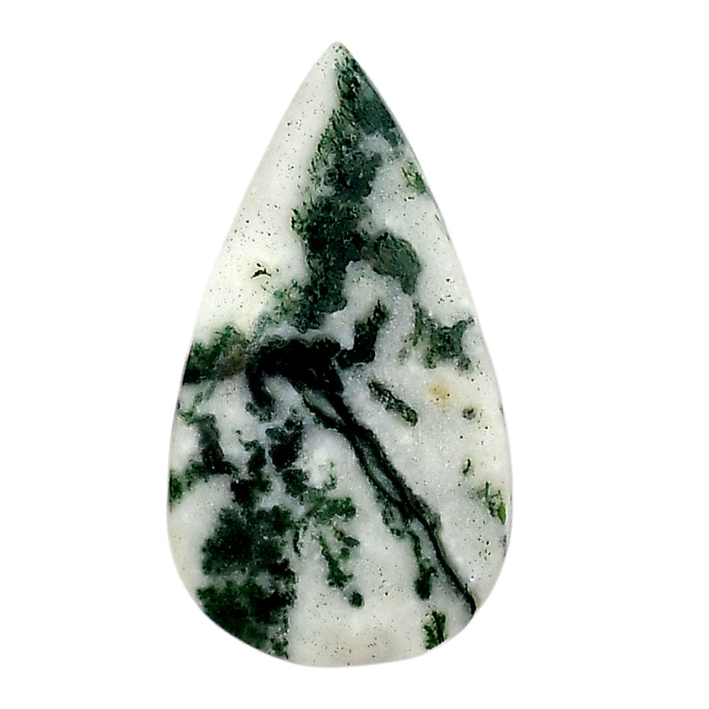 Tree Weed Moss Agate 20x35.9x5.3 mm Pear Shape Polished Gemstone LS84-05104