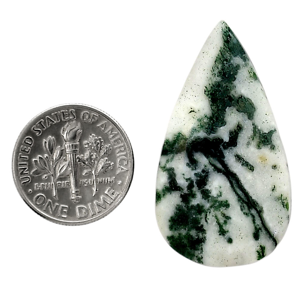Tree Weed Moss Agate 20x35.9x5.3 mm Pear Shape Polished Gemstone LS84-05104