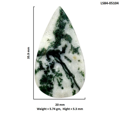 Tree Weed Moss Agate 20x35.9x5.3 mm Pear Shape Polished Gemstone LS84-05104