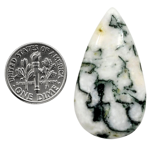 Tree Weed Moss Agate 20.7x37.6x5 mm Pear Shape Polished Gemstone LS84-05105