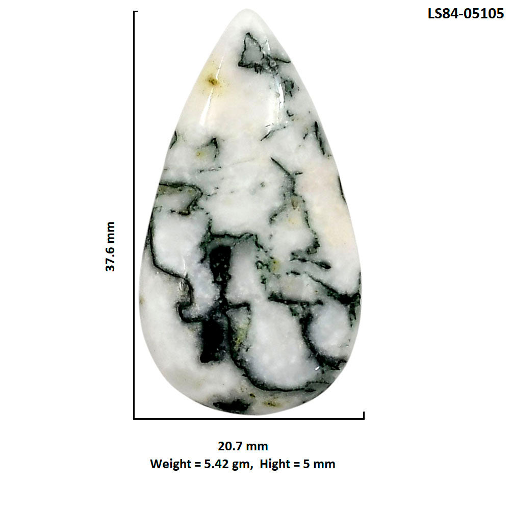 Tree Weed Moss Agate 20.7x37.6x5 mm Pear Shape Polished Gemstone LS84-05105