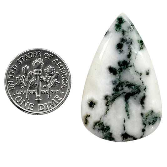 Tree Weed Moss Agate 21.7x34.5x5 mm Pear Shape Polished Gemstone LS84-05107