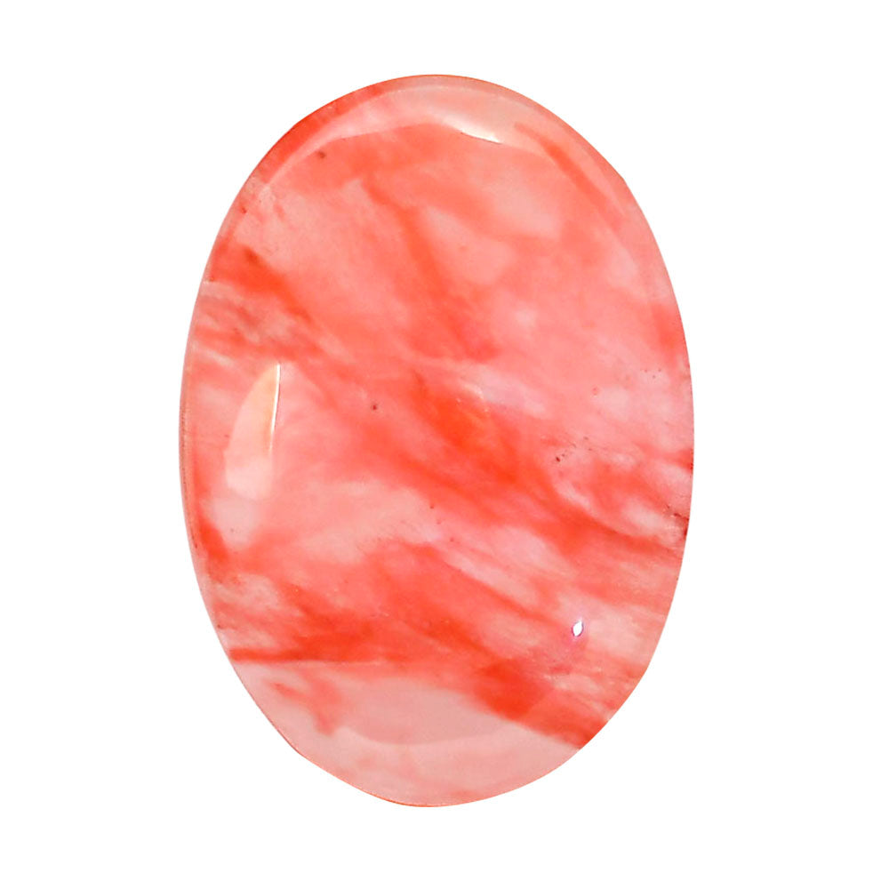 Watermelon Cherry Quartz 24.55x34.65x7 mm Oval Shape Polished Gemstone LS85-05115