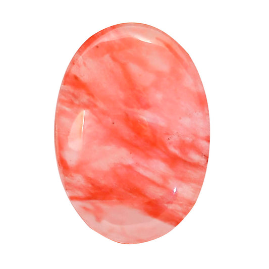Watermelon Cherry Quartz 24.55x34.65x7 mm Oval Shape Polished Gemstone LS85-05115