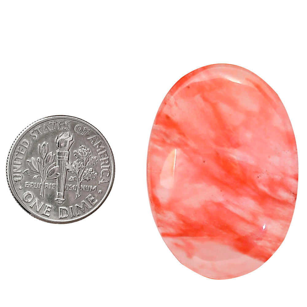 Watermelon Cherry Quartz 24.55x34.65x7 mm Oval Shape Polished Gemstone LS85-05115