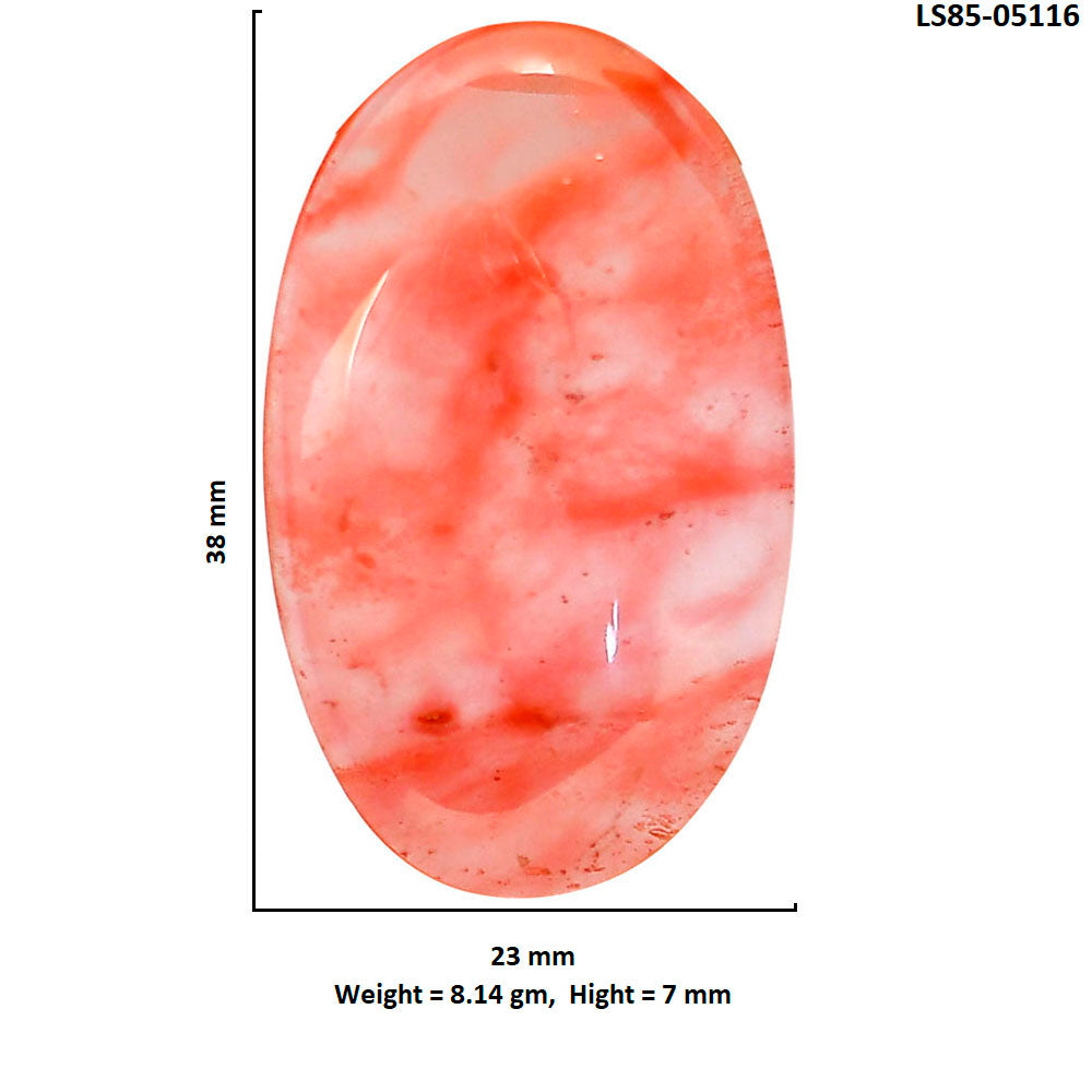 Watermelon Cherry Quartz 23x38x7 mm Oval Shape Polished Gemstone LS85-05116