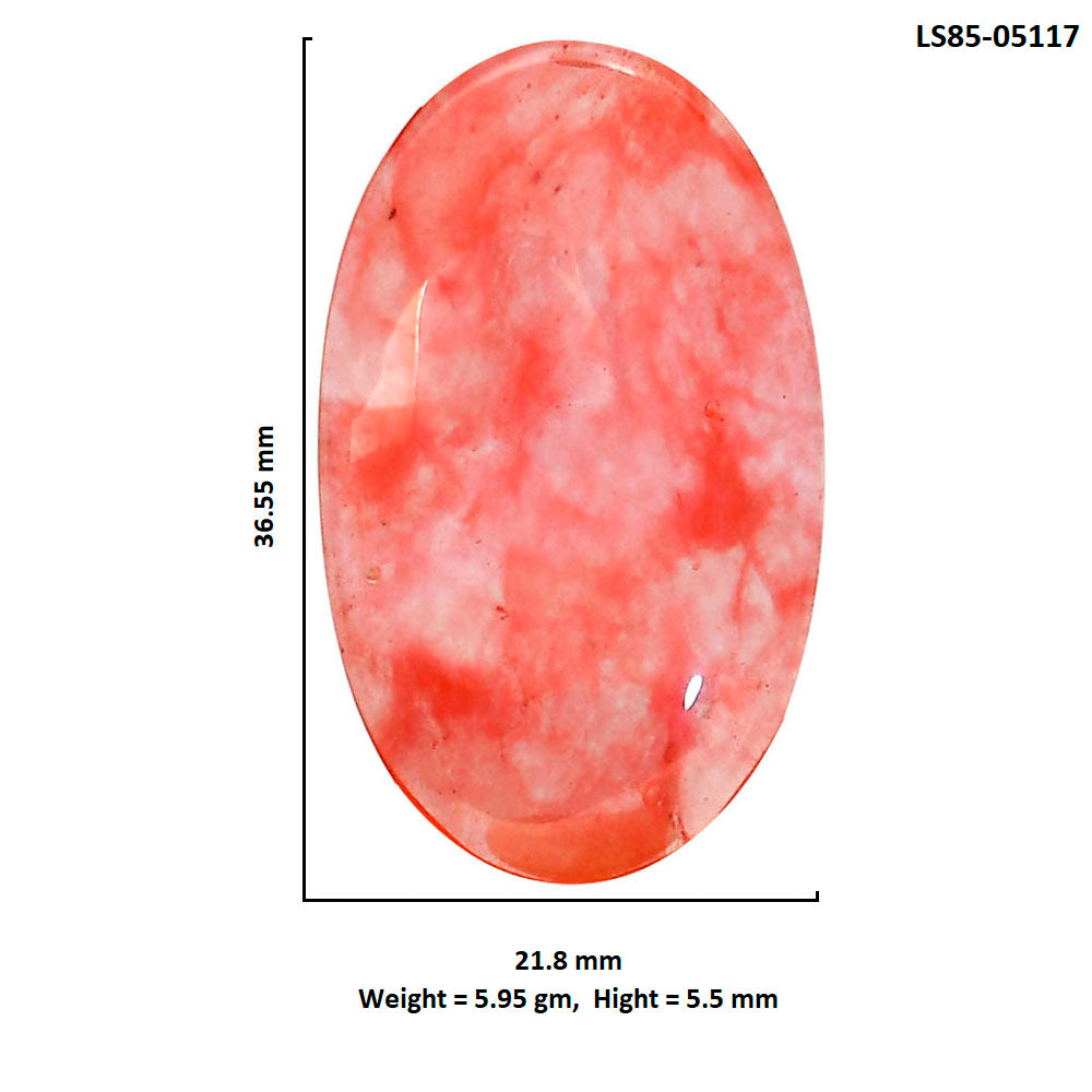 Watermelon Cherry Quartz 21.8x36.55x5.5 mm Oval Shape Polished Gemstone LS85-05117
