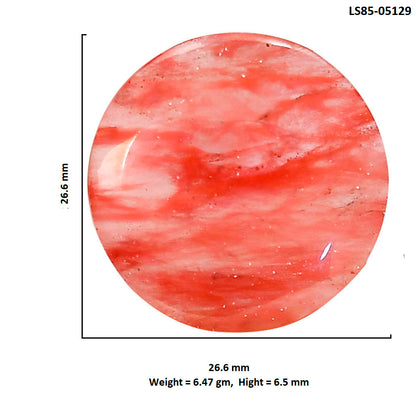 Watermelon Cherry Quartz 26.6x26.6x6.5 mm Round Shape Polished Gemstone LS85-05129