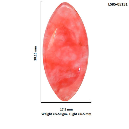 Watermelon Cherry Quartz 17.5x38.15x6.5 mm Marquise Shape Polished Gemstone LS85-05131