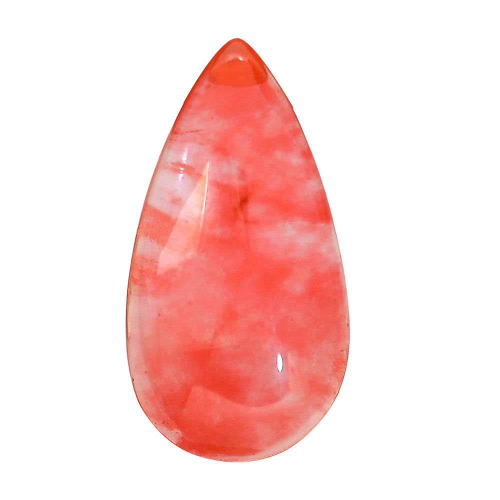 Watermelon Cherry Quartz 18.8x35.4x7 mm Pear Shape Polished Gemstone LS85-05133
