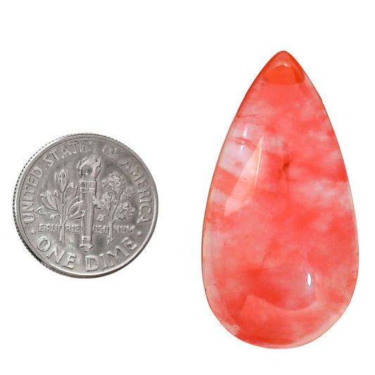 Watermelon Cherry Quartz 18.8x35.4x7 mm Pear Shape Polished Gemstone LS85-05133