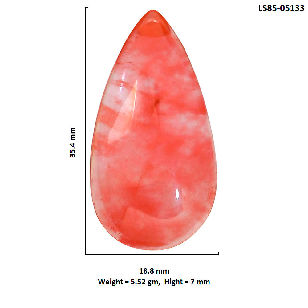 Watermelon Cherry Quartz 18.8x35.4x7 mm Pear Shape Polished Gemstone LS85-05133