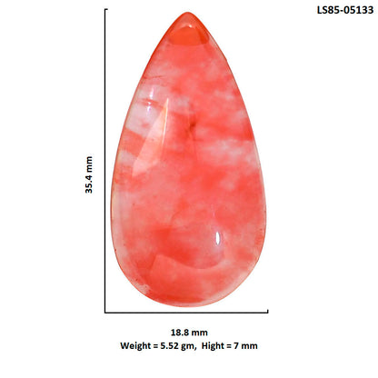 Watermelon Cherry Quartz 18.8x35.4x7 mm Pear Shape Polished Gemstone LS85-05133