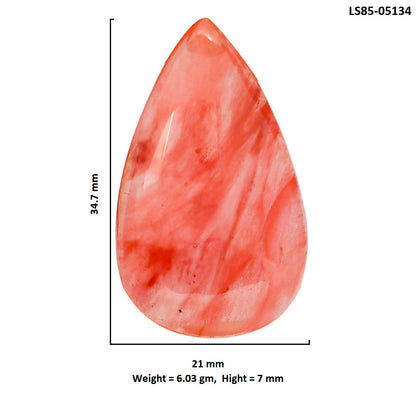 Watermelon Cherry Quartz 21x34.7x7 mm Pear Shape Polished Gemstone LS85-05134