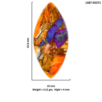 Spiny Oyster Turquoise 15x32.8x4 mm Marquise Shape Polished Gemstone LS87-05371