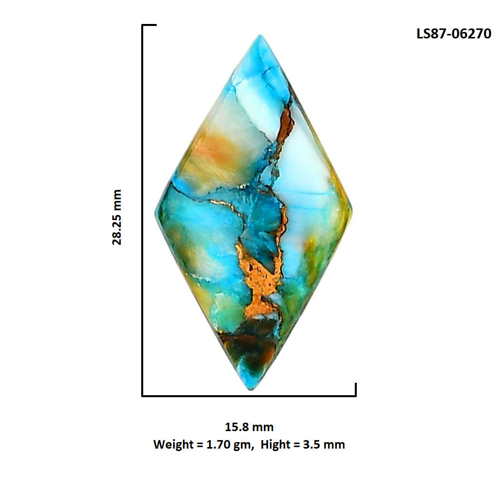 Spiny Oyster Turquoise 15.8x28.25x3.5 mm Fancy Shape Polished Gemstone LS87-06270