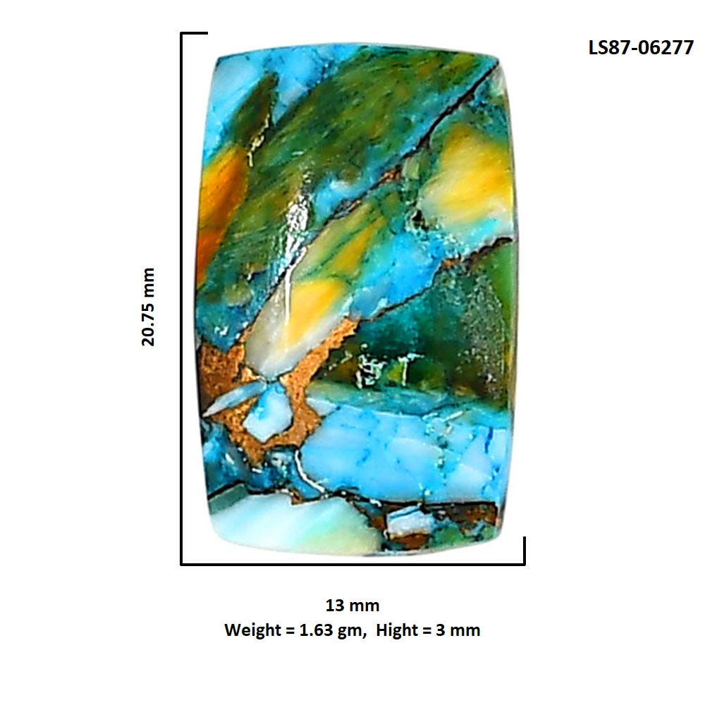 Spiny Oyster Turquoise 13x20.75x3 mm Cushion Shape Polished Gemstone LS87-06277