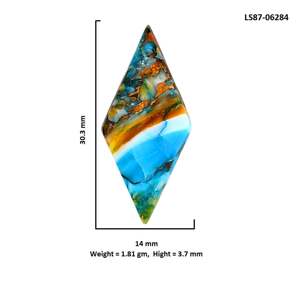 Spiny Oyster Turquoise 14x30.3x3.7 mm Fancy Shape Polished Gemstone LS87-06284