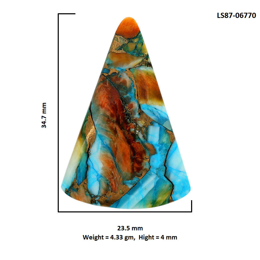 Spiny Oyster Turquoise 23.5x34.7x4 mm Fancy Shape Polished Gemstone LS87-06770