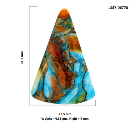 Spiny Oyster Turquoise 23.5x34.7x4 mm Fancy Shape Polished Gemstone LS87-06770