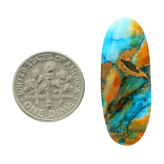 Spiny Oyster Turquoise 12.7x31.7x4 mm Oval Shape Polished Gemstone LS87-06771