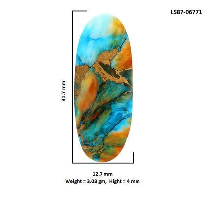 Spiny Oyster Turquoise 12.7x31.7x4 mm Oval Shape Polished Gemstone LS87-06771