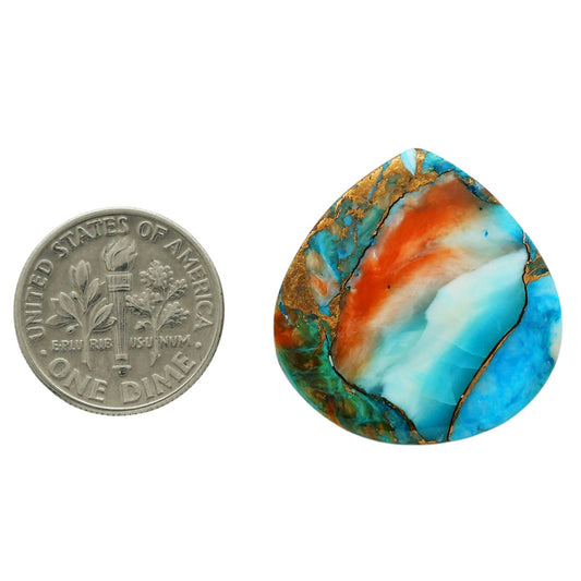 Spiny Oyster Turquoise 24.55x25.45x5 mm Heart Shape Polished Gemstone LS87-06773