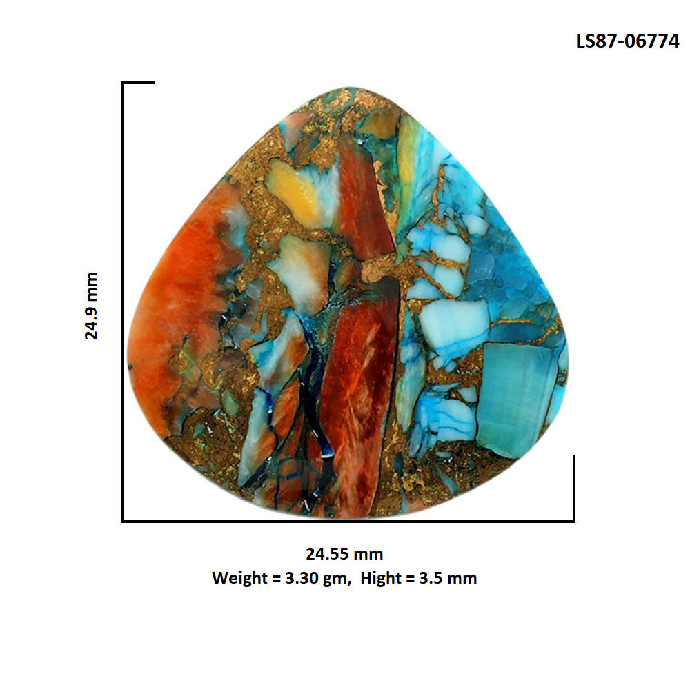 Spiny Oyster Turquoise 24.55x24.9x3.5 mm Heart Shape Polished Gemstone LS87-06774