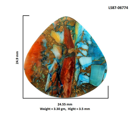 Spiny Oyster Turquoise 24.55x24.9x3.5 mm Heart Shape Polished Gemstone LS87-06774