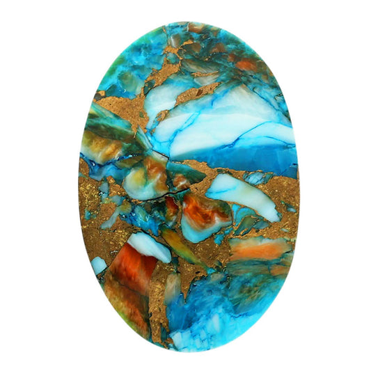 Spiny Oyster Turquoise 21.35x31.5x4.3 mm Oval Shape Polished Gemstone LS87-06776