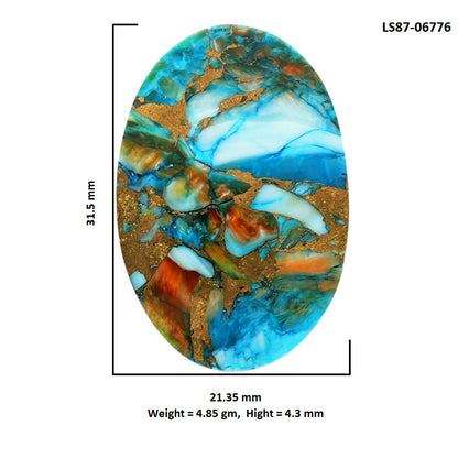 Spiny Oyster Turquoise 21.35x31.5x4.3 mm Oval Shape Polished Gemstone LS87-06776