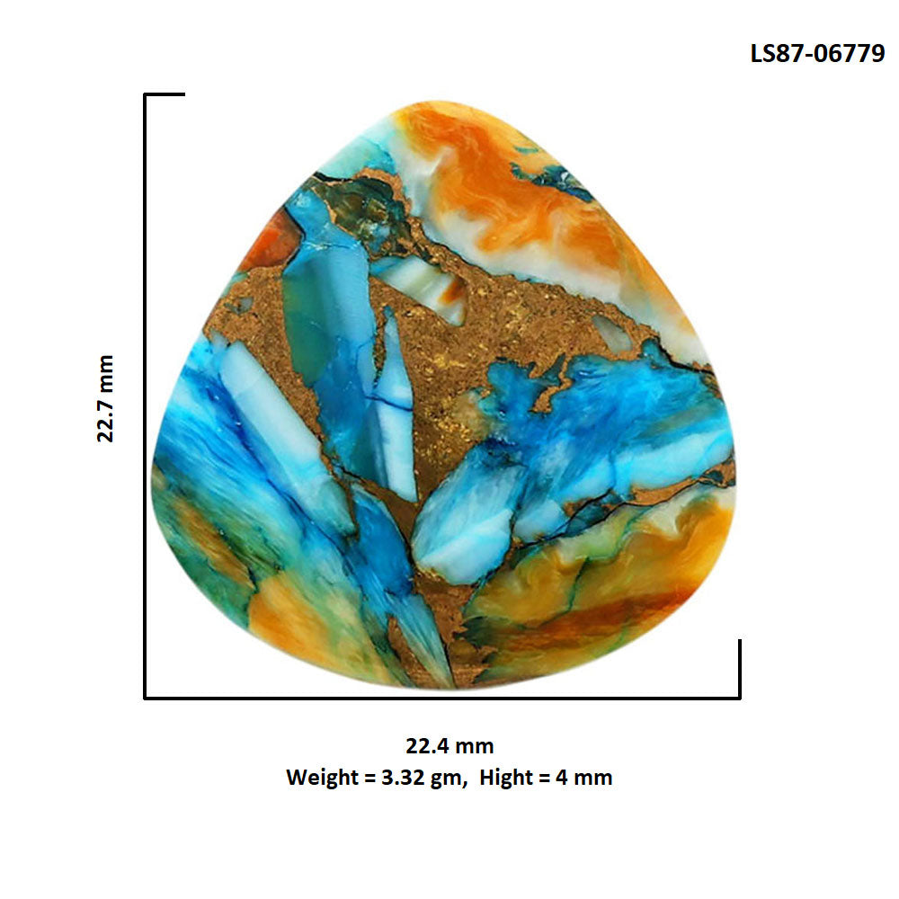 Spiny Oyster Turquoise 22.4x22.7x4 mm Heart Shape Polished Gemstone LS87-06779