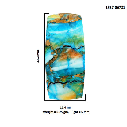 Spiny Oyster Turquoise 15.4x33.2x5 mm Baguette Shape Polished Gemstone LS87-06781