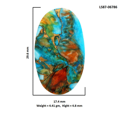 Spiny Oyster Turquoise 17.4x29.6x4.8 mm Oval Shape Polished Gemstone LS87-06786