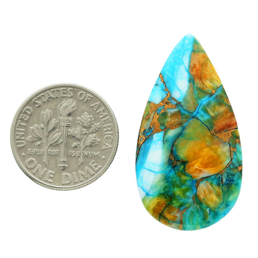 Spiny Oyster Turquoise 17.7x32.65x3.3 mm Pear Shape Polished Gemstone LS87-06793
