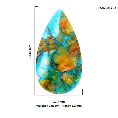 Spiny Oyster Turquoise 17.7x32.65x3.3 mm Pear Shape Polished Gemstone LS87-06793