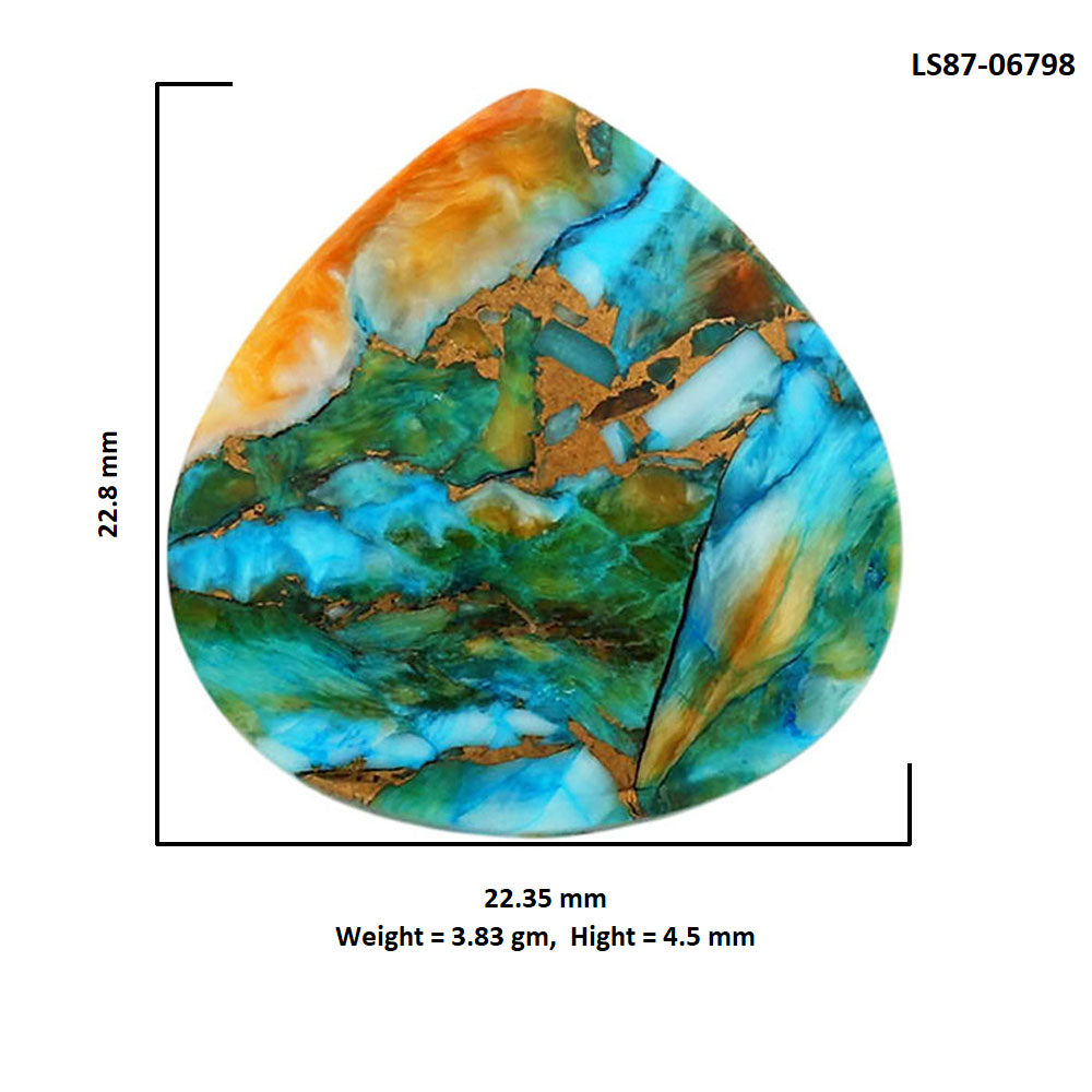 Spiny Oyster Turquoise 22.35x22.8x4.5 mm Heart Shape Polished Gemstone LS87-06798