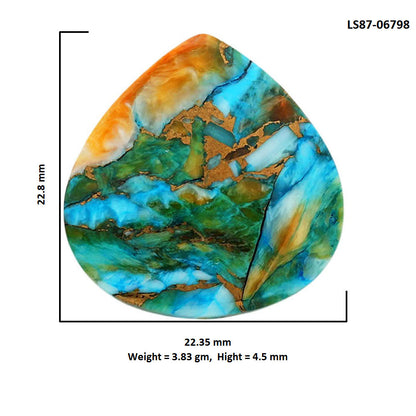 Spiny Oyster Turquoise 22.35x22.8x4.5 mm Heart Shape Polished Gemstone LS87-06798