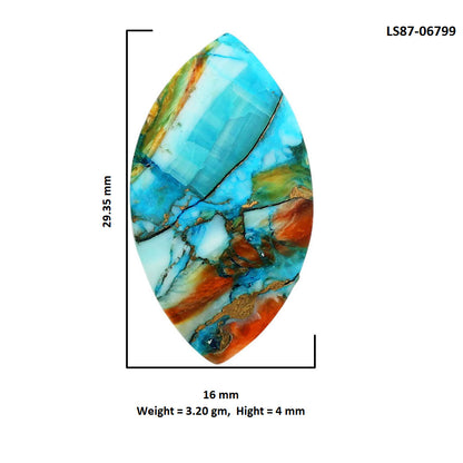 Spiny Oyster Turquoise 16x29.35x4 mm Marquise Shape Polished Gemstone LS87-06799