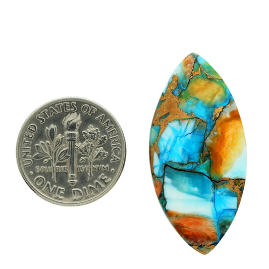 Spiny Oyster Turquoise 16x33x4 mm Marquise Shape Polished Gemstone LS87-06800