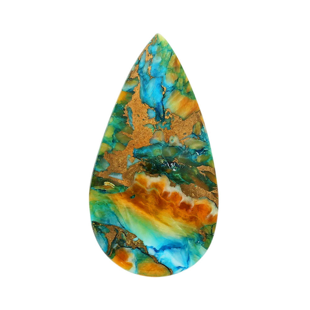 Spiny Oyster Turquoise 17x32x3.5 mm Pear Shape Polished Gemstone LS87-06802