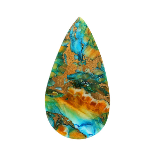 Spiny Oyster Turquoise 17x32x3.5 mm Pear Shape Polished Gemstone LS87-06802