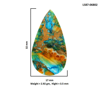 Spiny Oyster Turquoise 17x32x3.5 mm Pear Shape Polished Gemstone LS87-06802